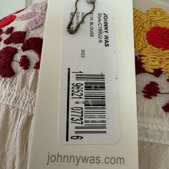 NWT Johnny Was, XL, EDIE BLOUSE Gorgeous floral, semi sheer - Picture 11 of 13